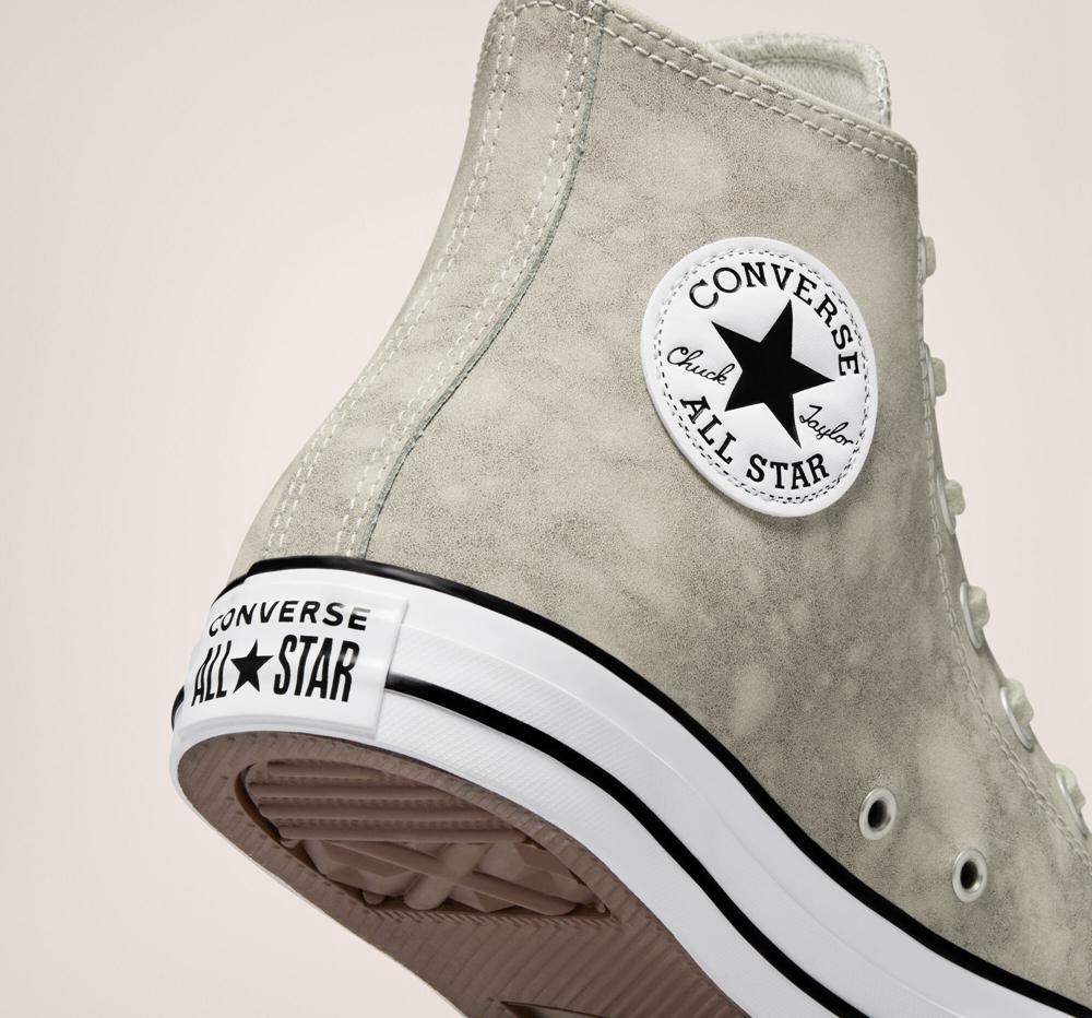 Grey / Light Bone / Papyrus Men's Converse Chuck Taylor All Star Distressed Leather Unisex High Tops  India |  KBAN-28493