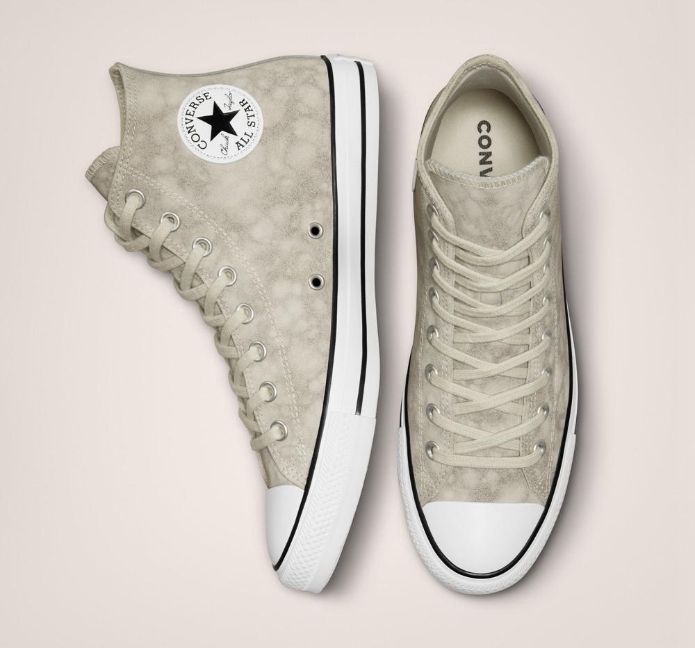 Grey / Light Bone / Papyrus Men's Converse Chuck Taylor All Star Distressed Leather Unisex High Tops  India |  KBAN-28493