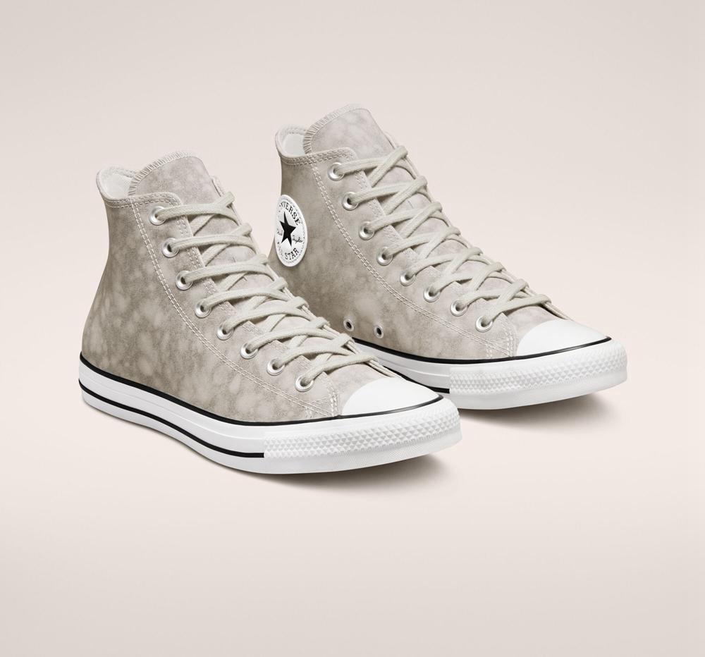 Grey / Light Bone / Papyrus Men's Converse Chuck Taylor All Star Distressed Leather Unisex High Tops  India |  KBAN-28493