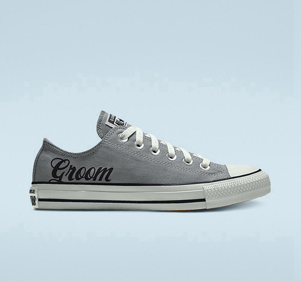 Grey Men\'s Converse Custom Chuck Taylor All Star Wedding By You Unisex Low Tops  India |  EDMU-75132