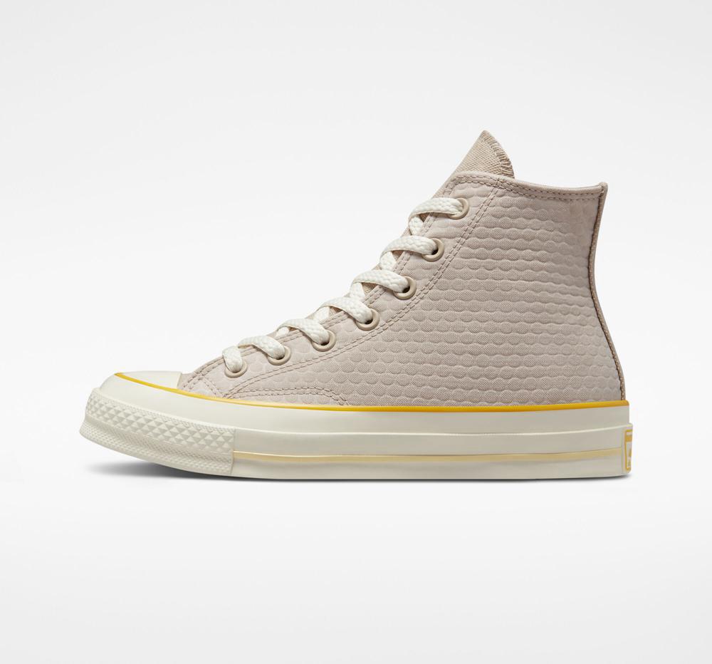 Grey Papyrus / Amarillo / Egret Women's Converse Chuck 70 Textured High Tops  India |  PKIN-49302