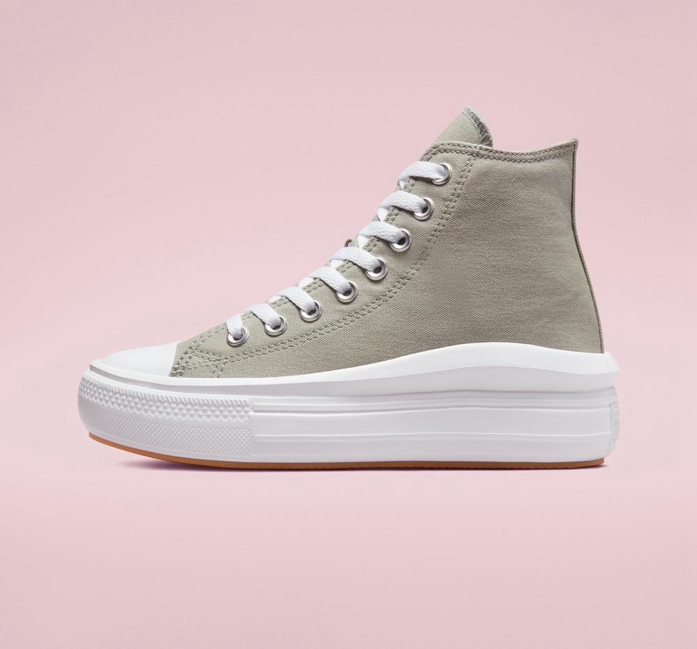 Grey Slate Sage / White Women's Converse Chuck Taylor All Star Move High Top Platform Shoes  India |  EYBP-91368