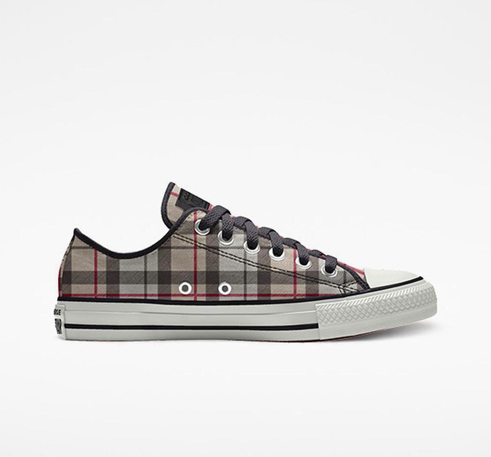 Grey Winter Plaid Men\'s Converse Custom Chuck Taylor All Star By You Unisex Low Tops  India |  YMFZ-21954