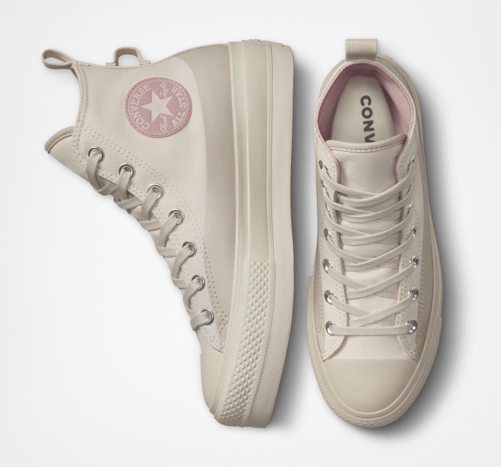 Khaki Desert Sand / Stone Mauve Women's Converse Chuck Taylor All Star Lift Platform Water Repellent Canvas High Tops  India |  YMXF-76501