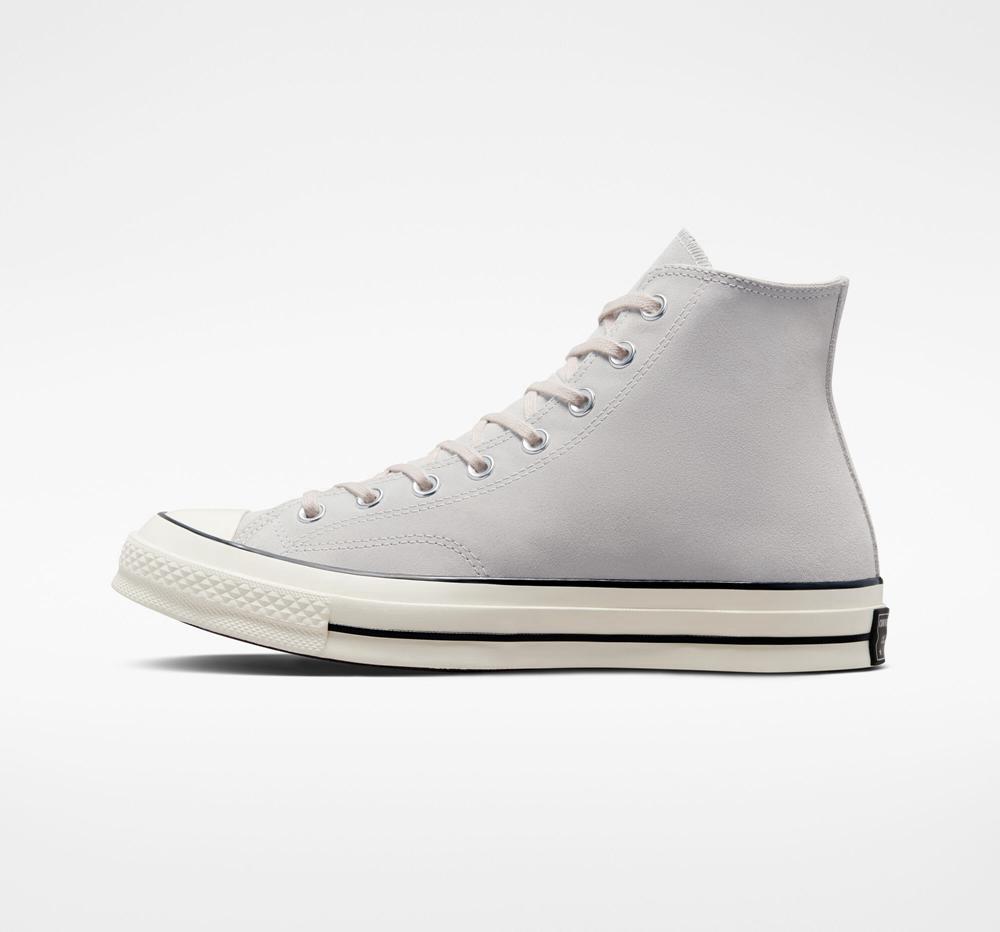 Khaki Pale Putty / Egret / Black Women's Converse Chuck 70 Suede Unisex High Tops  India |  EFVJ-56301