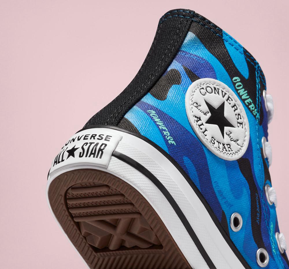 Kinetic Blue / Black / White Boys' Converse Hybrid Camo Chuck Taylor All Star Little Kids High Tops  India |  SWVY-83720