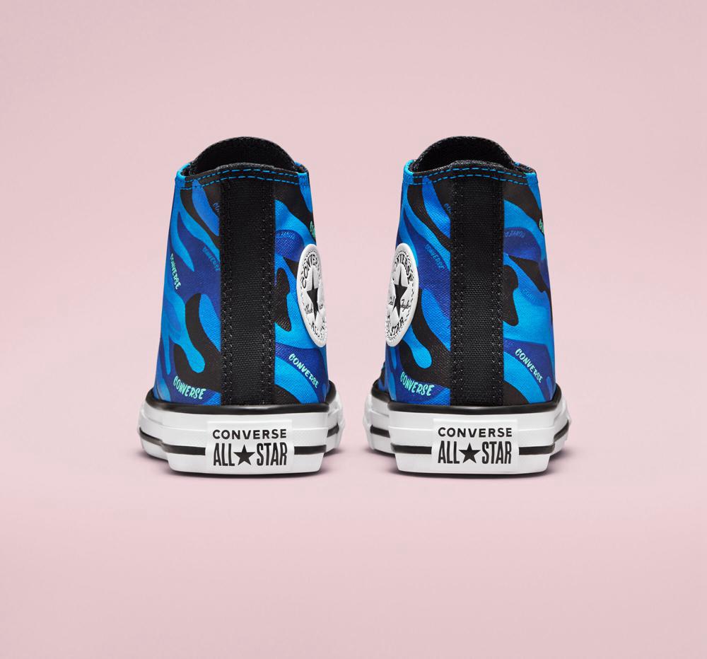 Kinetic Blue / Black / White Boys' Converse Hybrid Camo Chuck Taylor All Star Little Kids High Tops  India |  SWVY-83720