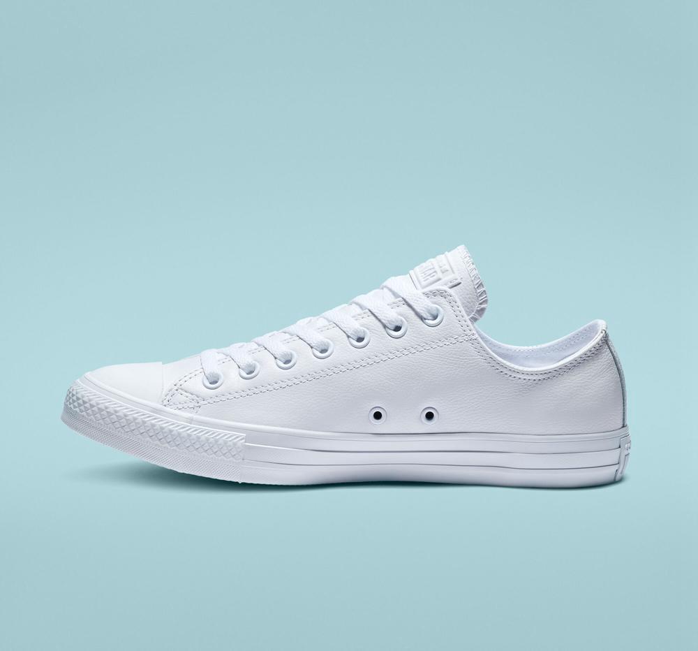 Mono White Men's Converse Chuck Taylor All Star Leather Unisex Low Tops  India |  XPRE-26041