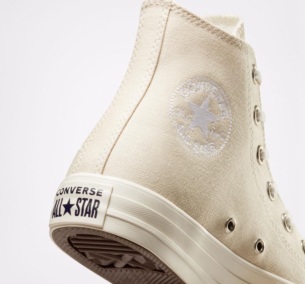 Natural Ivory / Egret / White Women's Converse Chuck Taylor All Star Embroidered Floral High Tops  India |  AJTI-28437