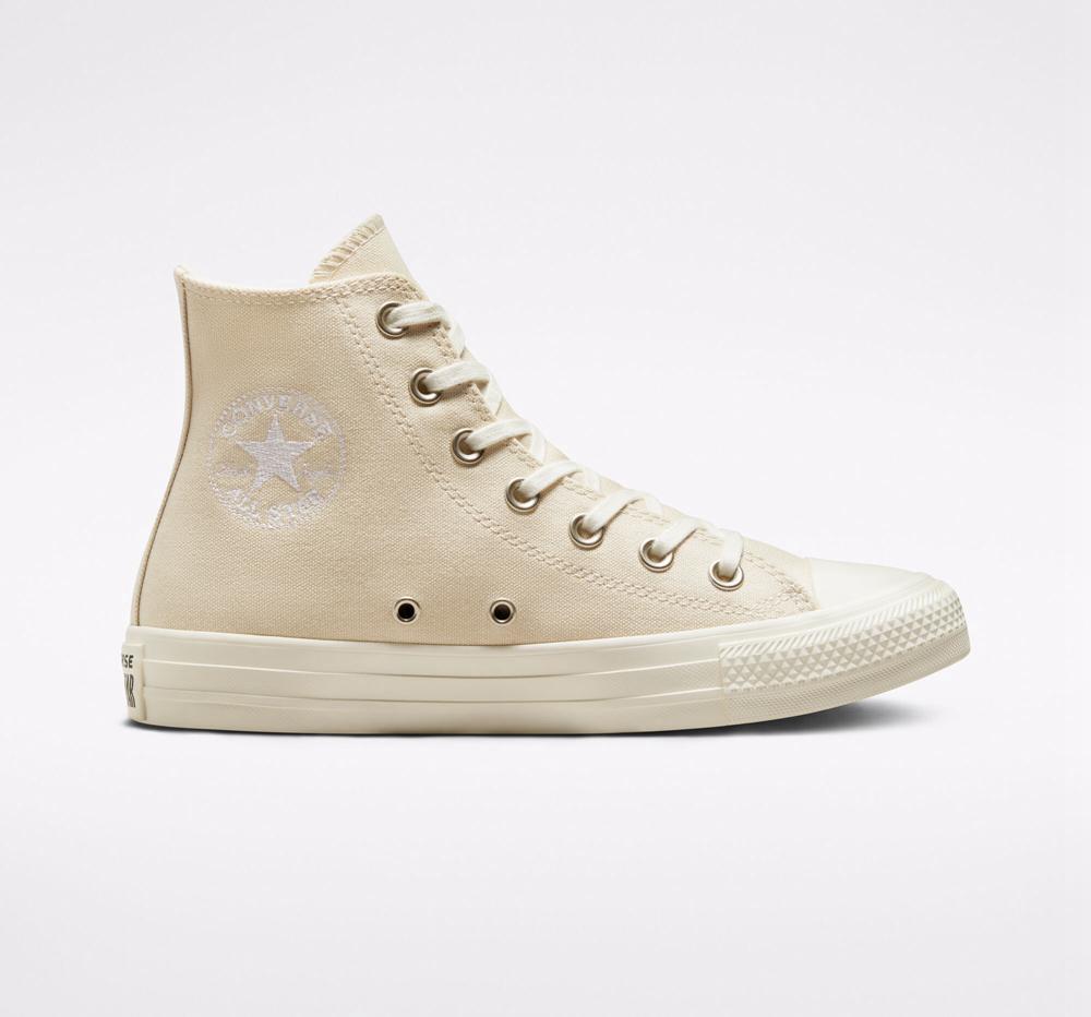 Natural Ivory / Egret / White Women\'s Converse Chuck Taylor All Star Embroidered Floral High Tops  India |  AJTI-28437