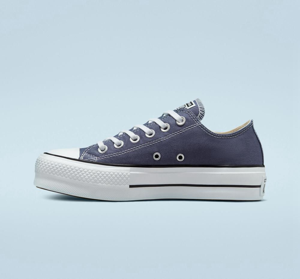 Navy Steel / White / Black Women's Converse Chuck Taylor All Star Lift Platform Canvas Low Tops  India |  EFMD-57123