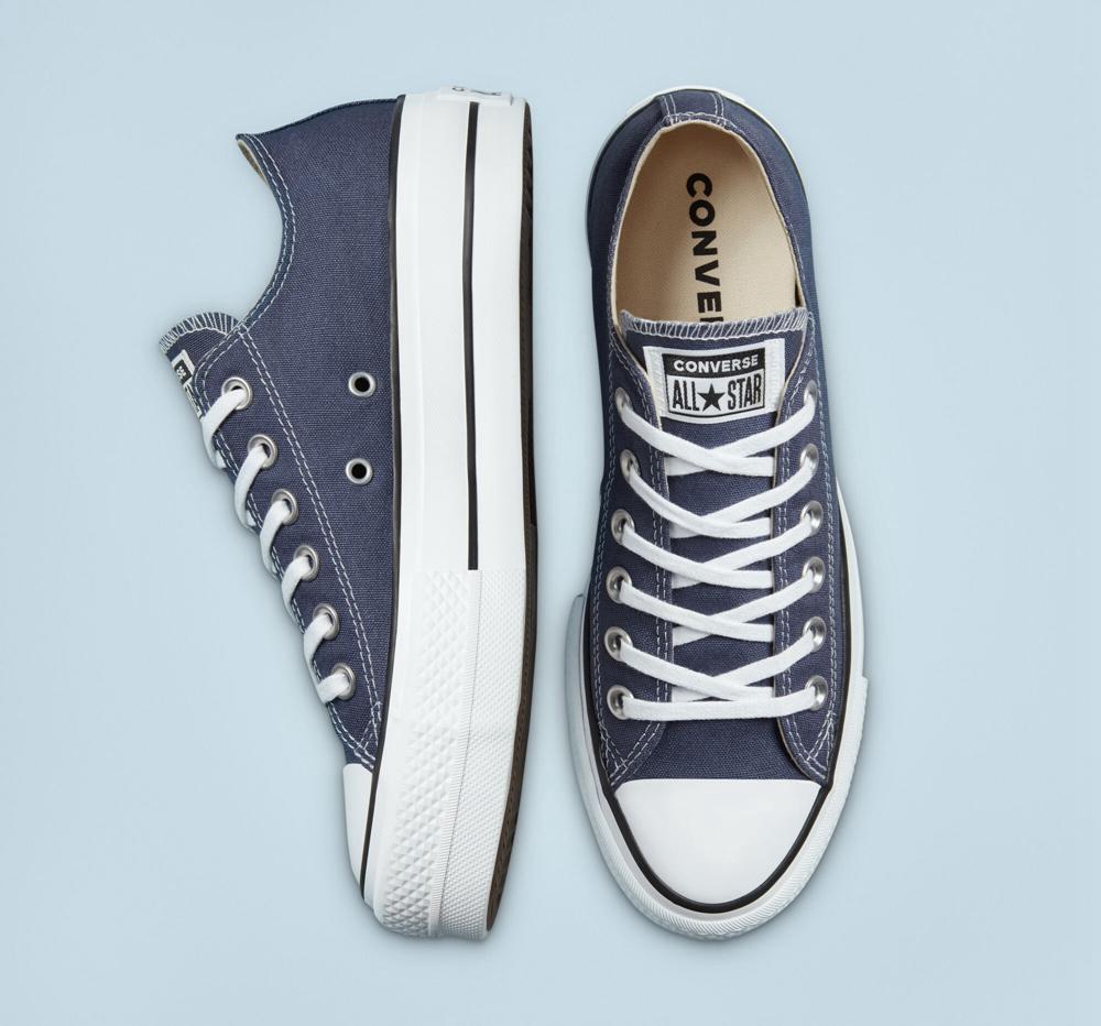 Navy Steel / White / Black Women's Converse Chuck Taylor All Star Lift Platform Canvas Low Tops  India |  EFMD-57123