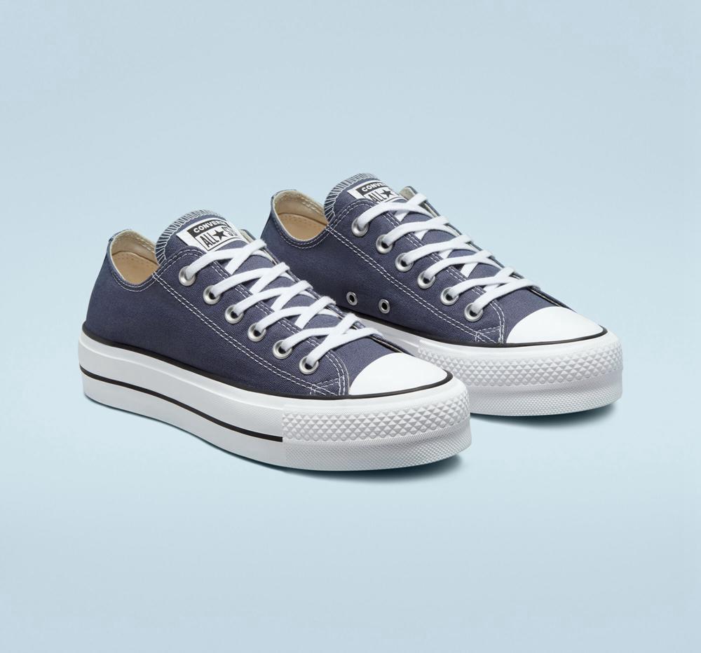 Navy Steel / White / Black Women's Converse Chuck Taylor All Star Lift Platform Canvas Low Tops  India |  EFMD-57123