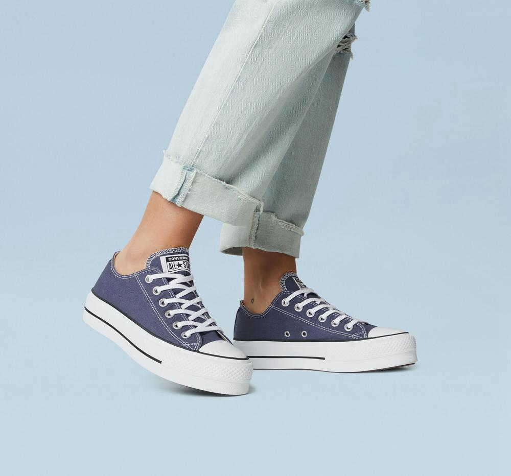 Navy Steel / White / Black Women's Converse Chuck Taylor All Star Lift Platform Canvas Low Tops  India |  EFMD-57123