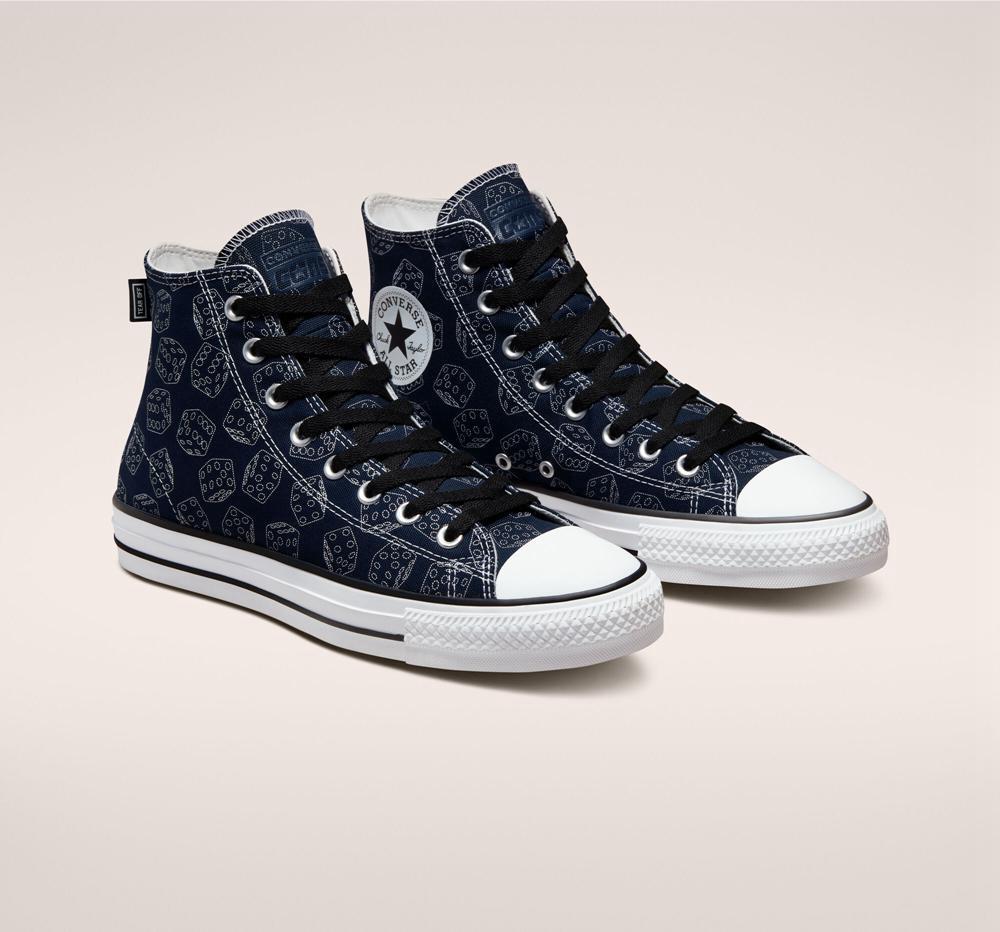 Obsidian / Black / White Men's Converse Chuck Taylor All Star Pro Dice Skate High Tops  India |  RHSJ-98534