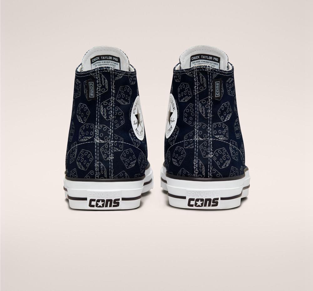 Obsidian / Black / White Women's Converse Chuck Taylor All Star Pro Dice Skate High Tops  India |  JSLY-78934