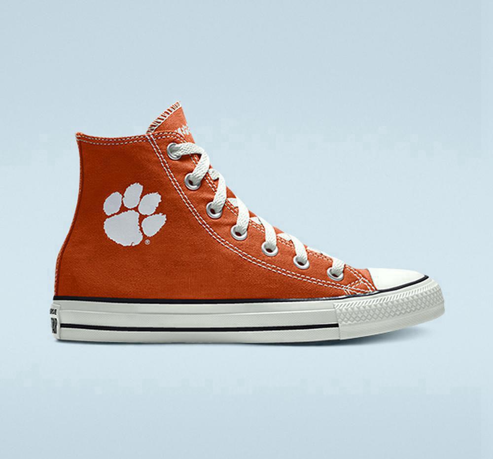 Orange Men\'s Converse Custom Chuck Taylor All Star Clemson University Tigers By You Unisex High Tops  India |  HACZ-53176