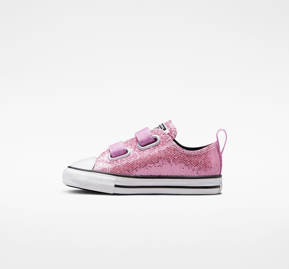 Pink / Beyond Pink / Black Girls' Converse Chuck Taylor All Star Easy On Glitter Toddler Low Tops  India |  KXYV-47160