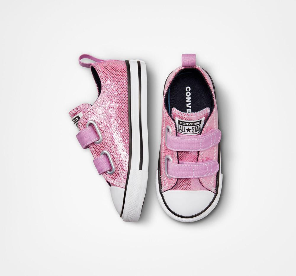 Pink / Beyond Pink / Black Girls' Converse Chuck Taylor All Star Easy On Glitter Toddler Low Tops  India |  KXYV-47160