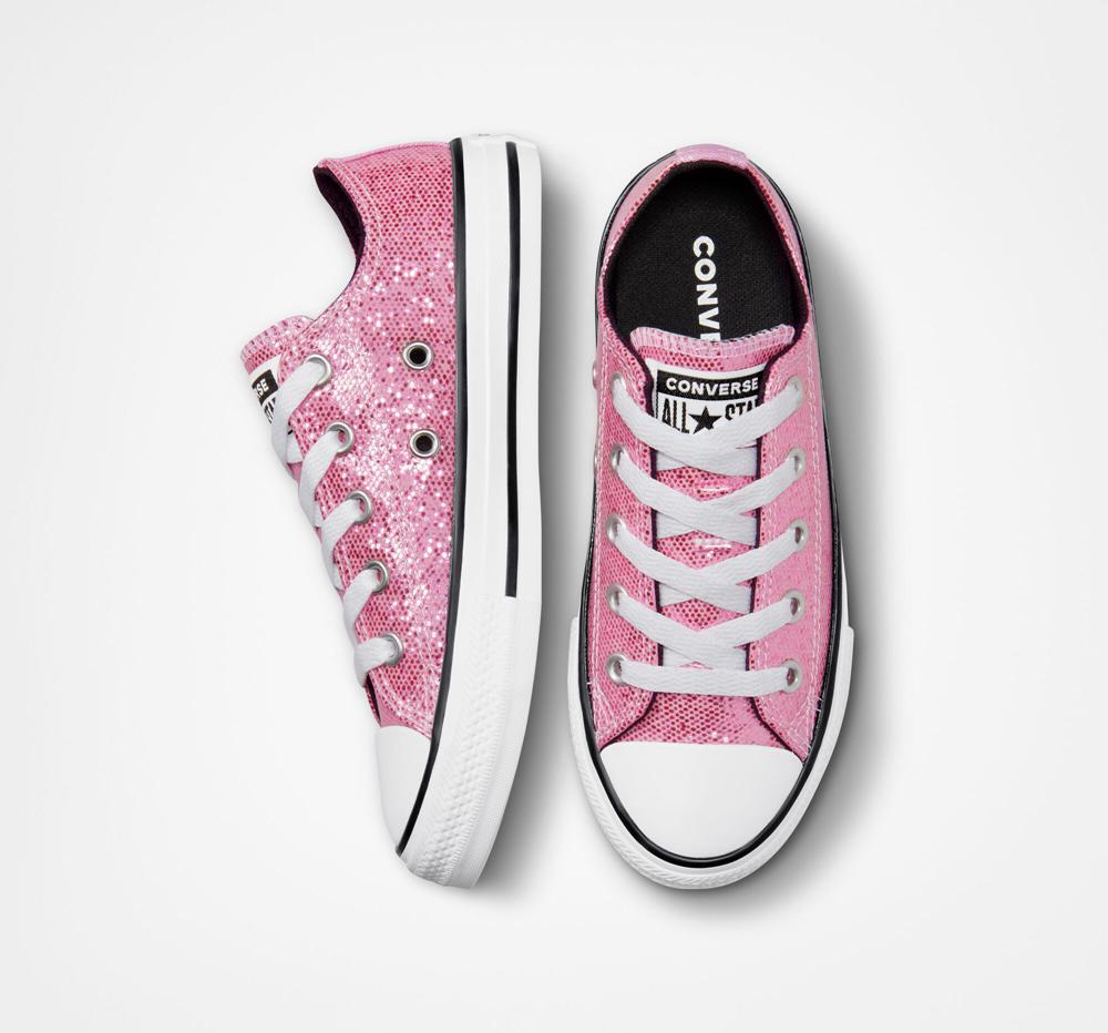 Pink / Beyond Pink / Black Girls' Converse Chuck Taylor All Star Glitter Little Kids Low Tops  India |  OGRW-69301