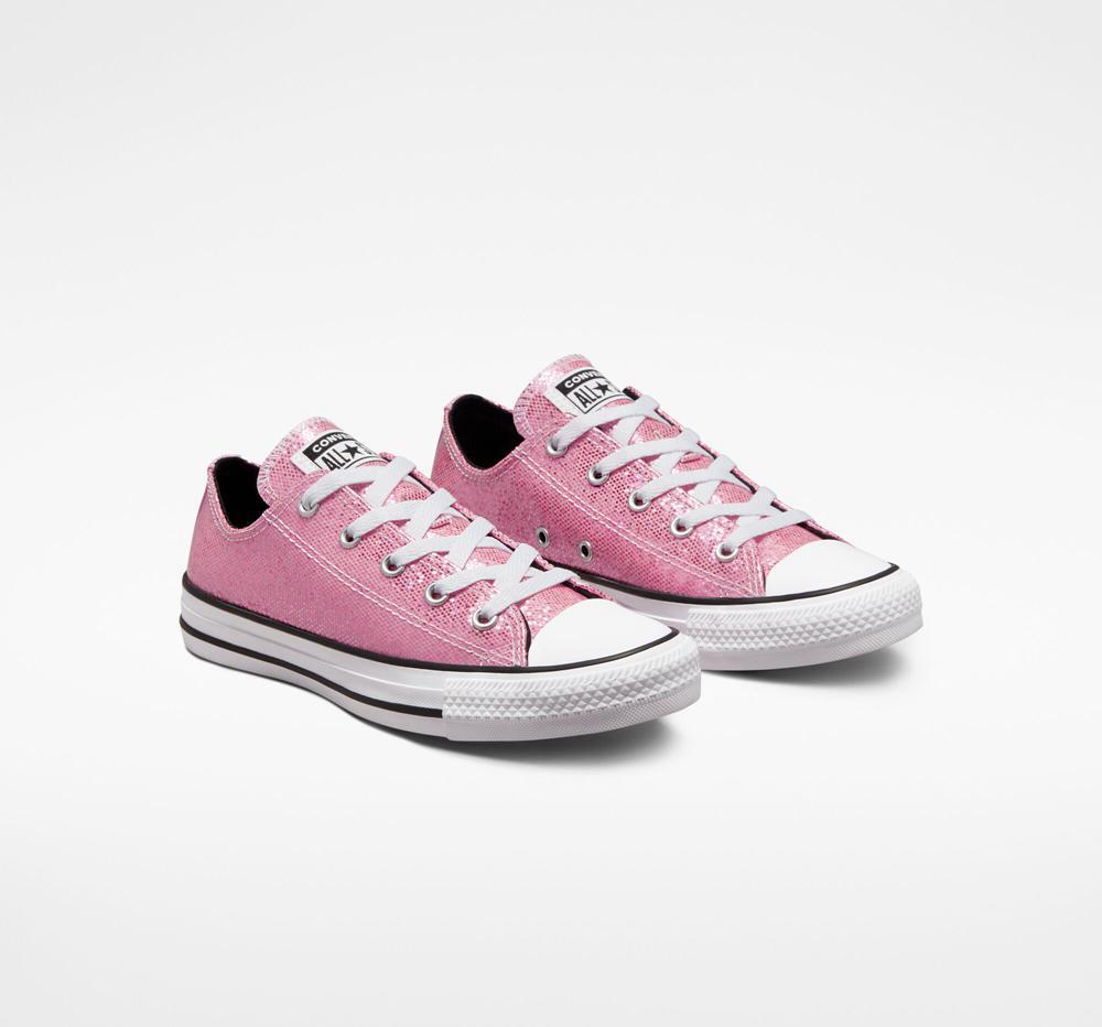 Pink / Beyond Pink / Black Girls' Converse Chuck Taylor All Star Glitter Big Kids Low Tops  India |  UYEH-76802