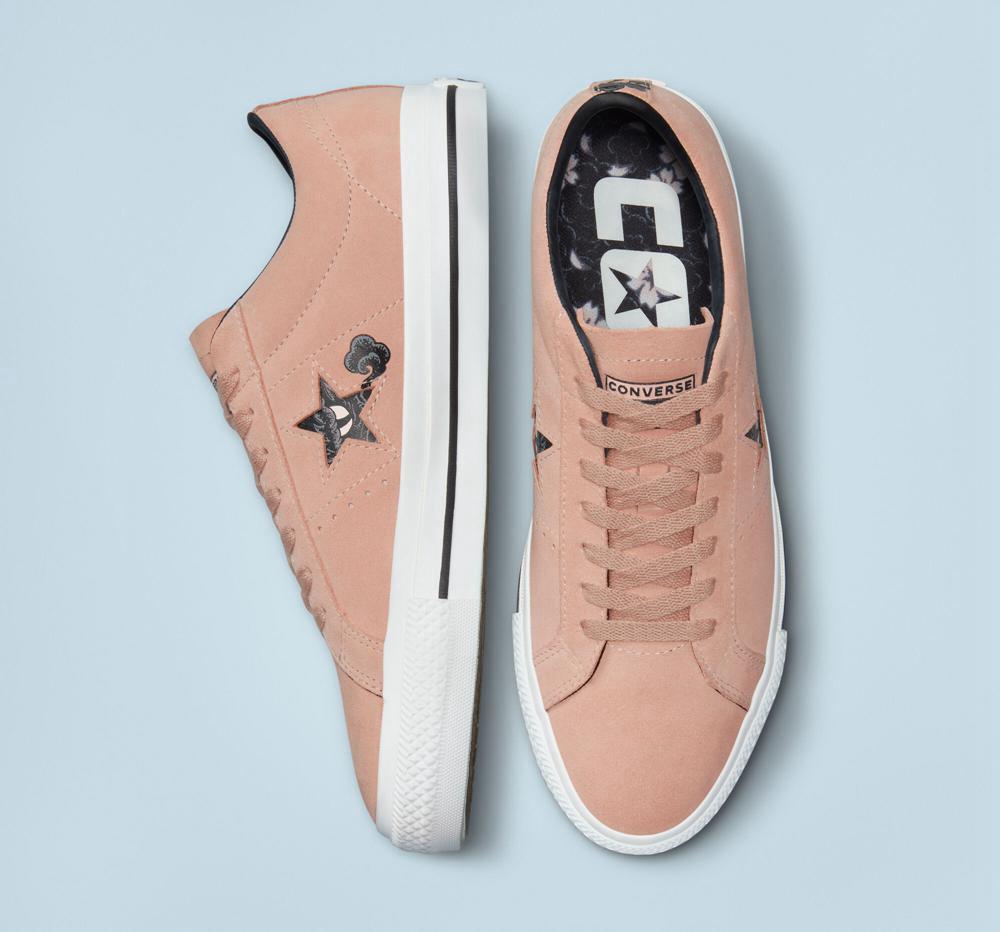 Pink Clay / White / Black Women's Converse Cons One Star Pro Tattoo Art Skate Low Tops  India |  JXRA-84025