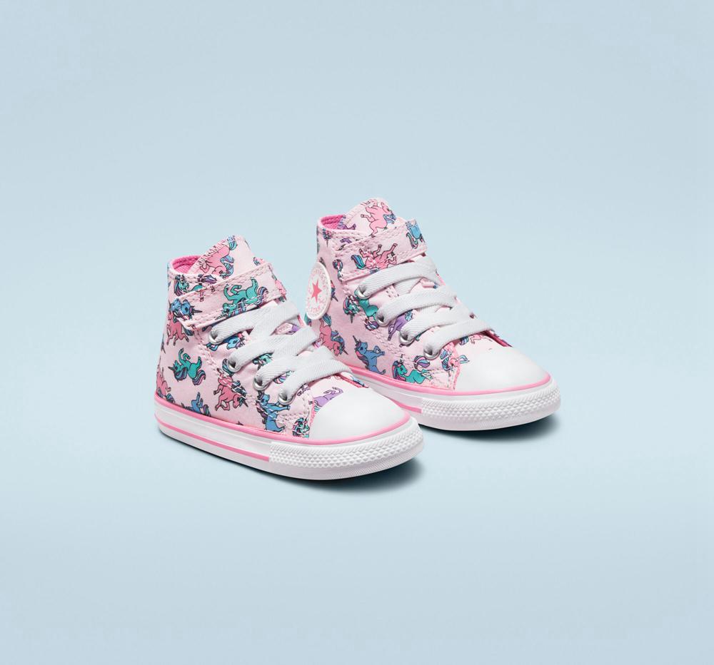 Pink Foam / Pink / University Blue Girls' Converse Chuck Taylor All Star Easy On Unicorns Toddler High Tops  India |  EIOR-62357