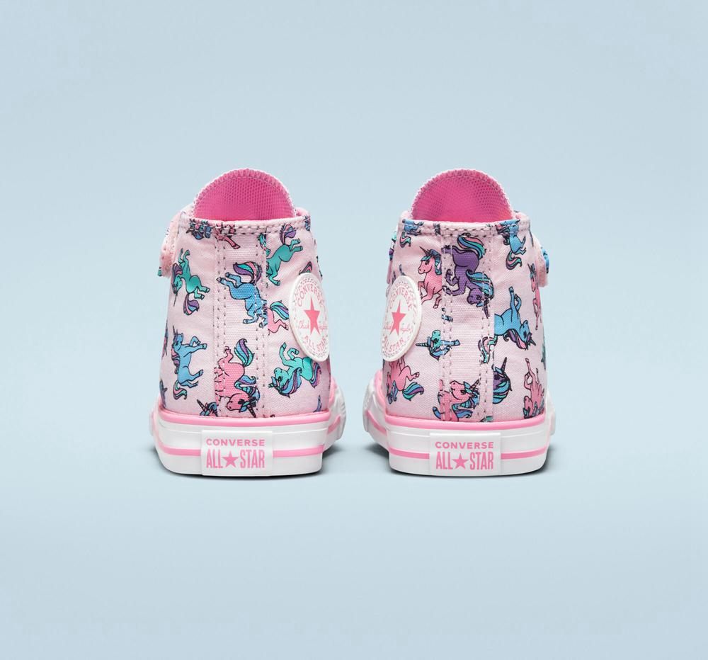 Pink Foam / Pink / University Blue Girls' Converse Chuck Taylor All Star Easy On Unicorns Toddler High Tops  India |  EIOR-62357