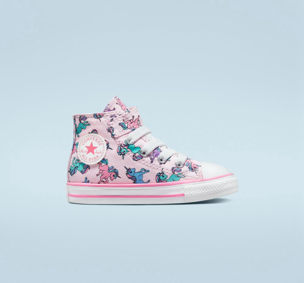 Pink Foam / Pink / University Blue Girls\' Converse Chuck Taylor All Star Easy On Unicorns Toddler High Tops  India |  EIOR-62357