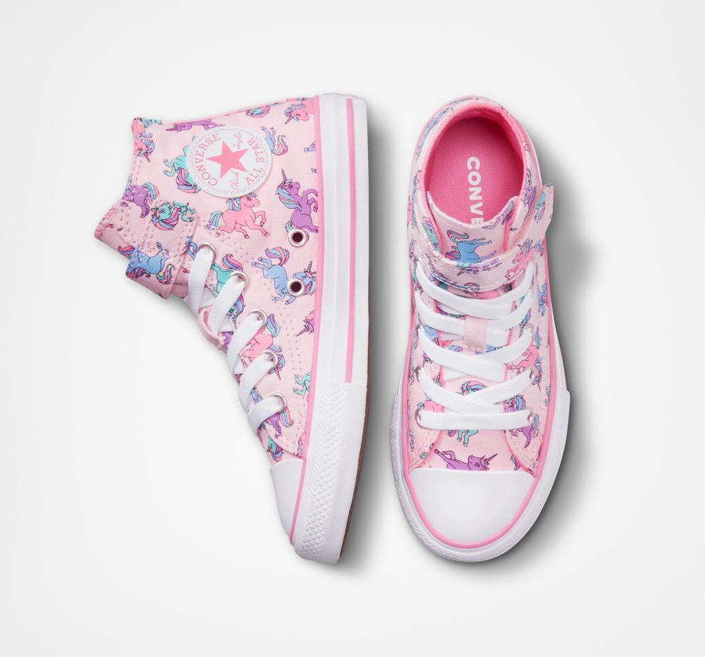 Pink Foam / Pink / University Blue Girls' Converse Chuck Taylor All Star Easy On Unicorns Little Kids High Tops  India |  MALS-25734