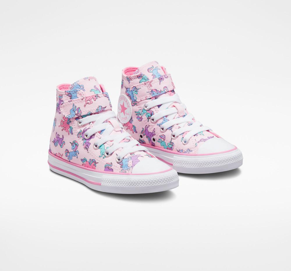 Pink Foam / Pink / University Blue Girls' Converse Chuck Taylor All Star Easy On Unicorns Little Kids High Tops  India |  MALS-25734