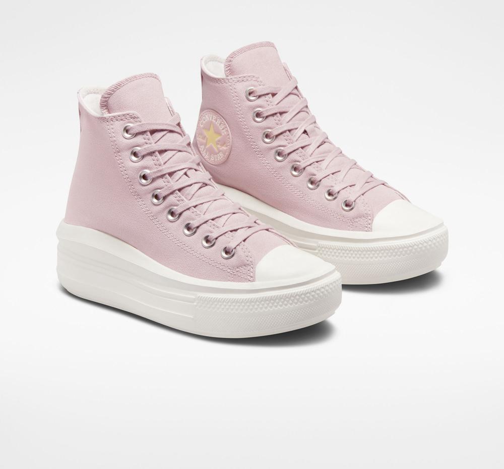 Pink Stone Mauve / Egret / Lemon Drop Women's Converse Chuck Taylor All Star Move Platform High Tops  India |  EAGM-62351