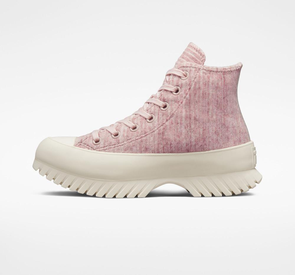 Pink Stone Mauve / Saddle / Egret Women's Converse Chuck Taylor All Star Lugged 2.0 Velour Unisex High Tops  India |  HWAN-72854