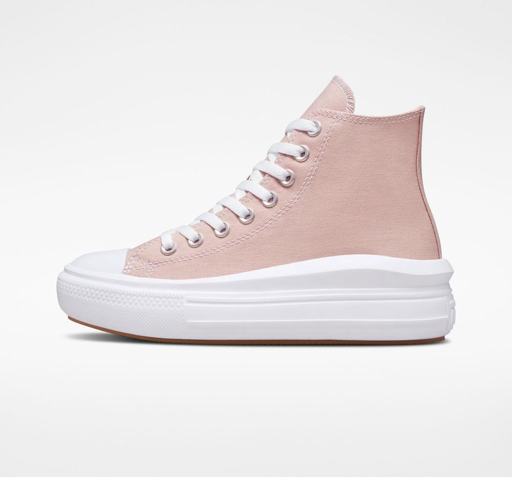 Pink Stone Mauve / White Women's Converse Chuck Taylor All Star Move High Top Platform Shoes  India |  JLIO-42760