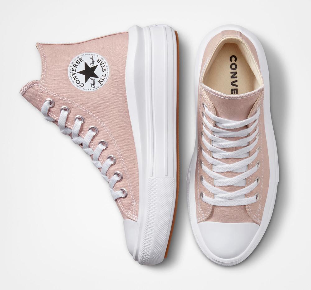 Pink Stone Mauve / White Women's Converse Chuck Taylor All Star Move High Top Platform Shoes  India |  JLIO-42760