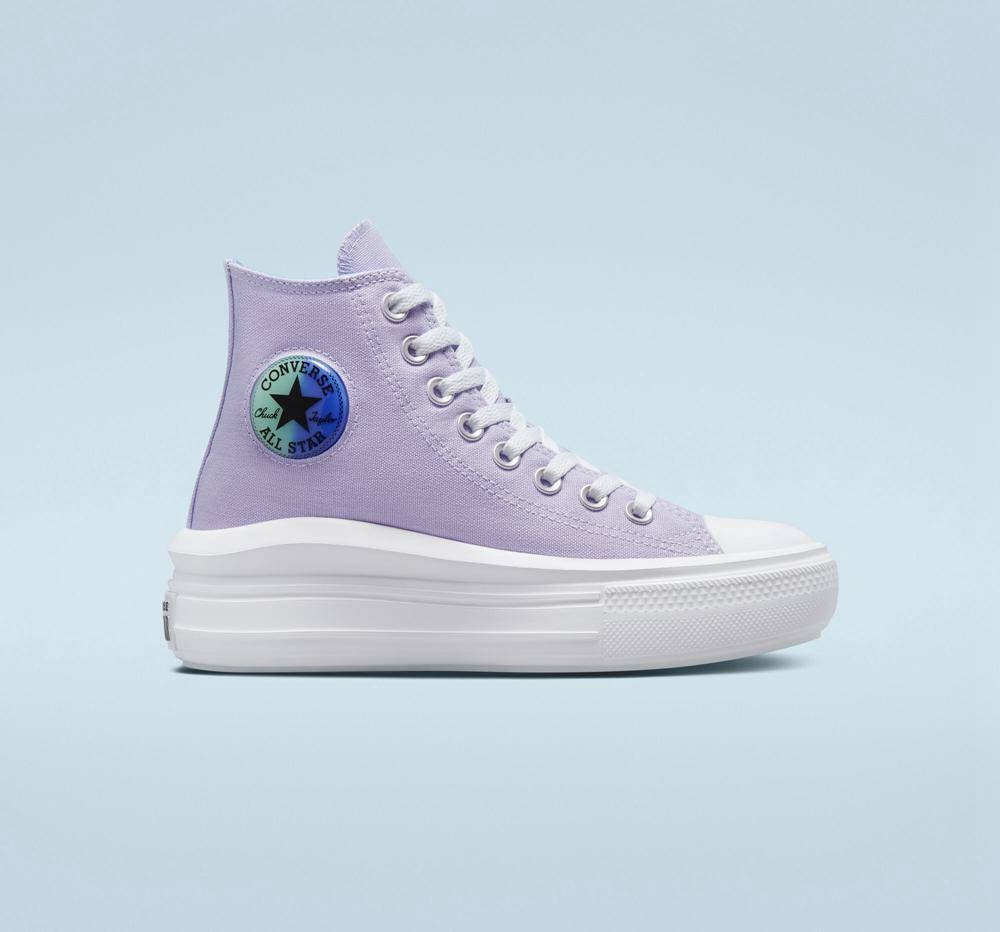 Purple Moonstone Violet / Royal Pulse Girls\' Converse Chuck Taylor All Star Move Platform Gel Patch Big Kids High Tops  India |  TKDY-78156