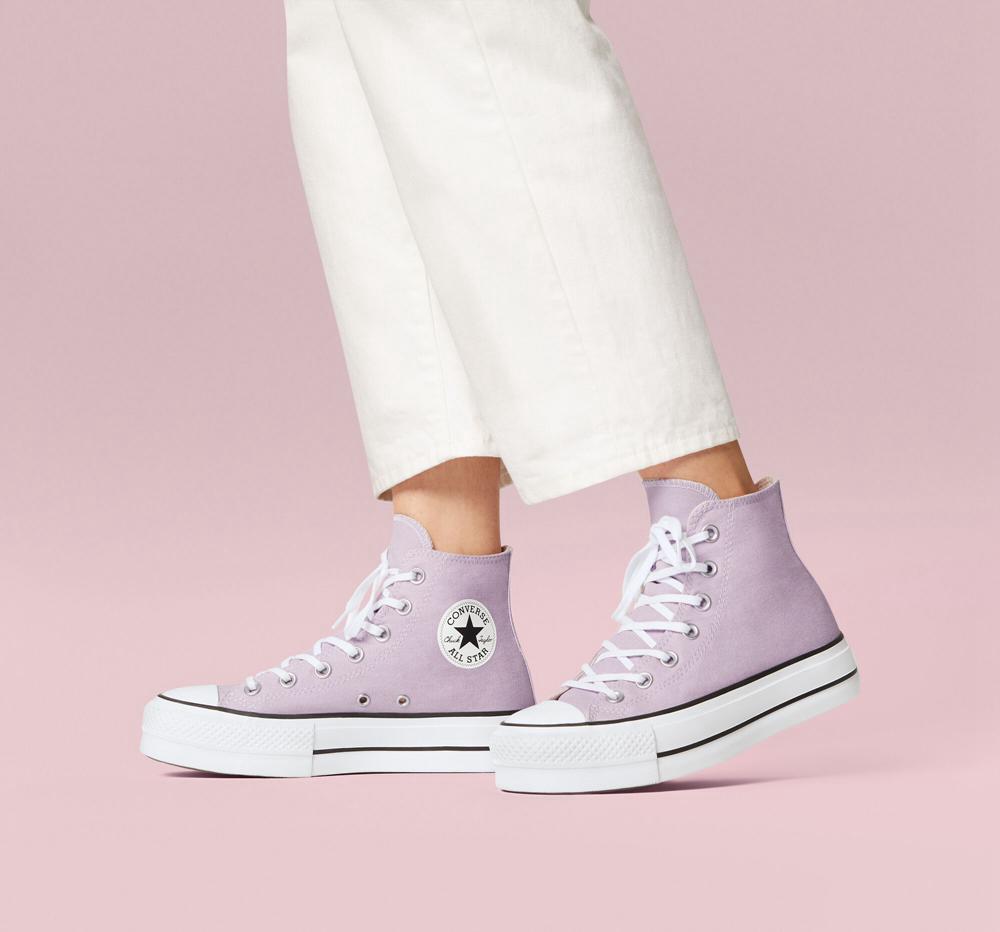 Purple Pale Amethyst / White / Black Women's Converse Chuck Taylor All Star Lift Platform Canvas High Tops  India |  IHTF-52709