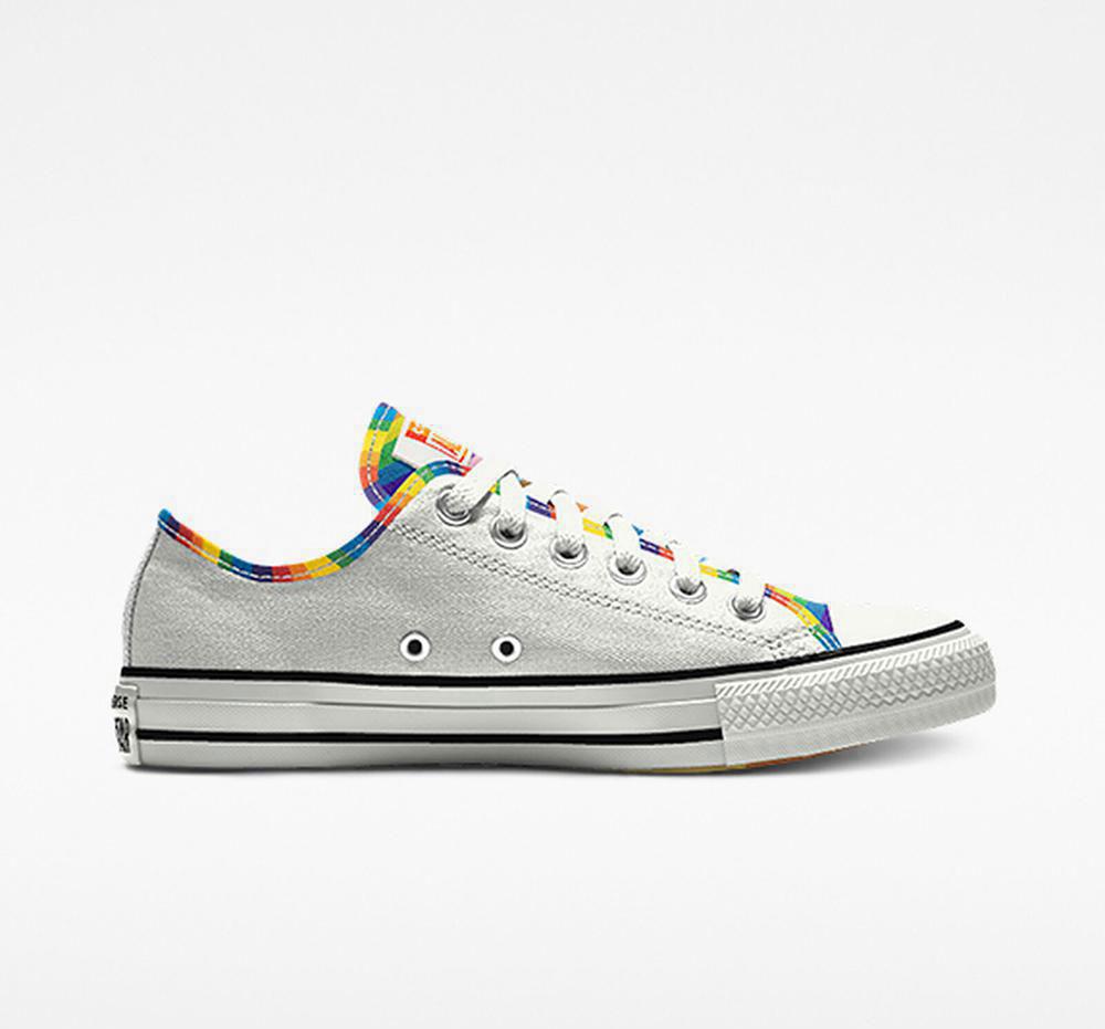 Rainbow White Men\'s Converse Custom Chuck Taylor All Star Pride By You Unisex Low Tops  India |  FNUZ-07569