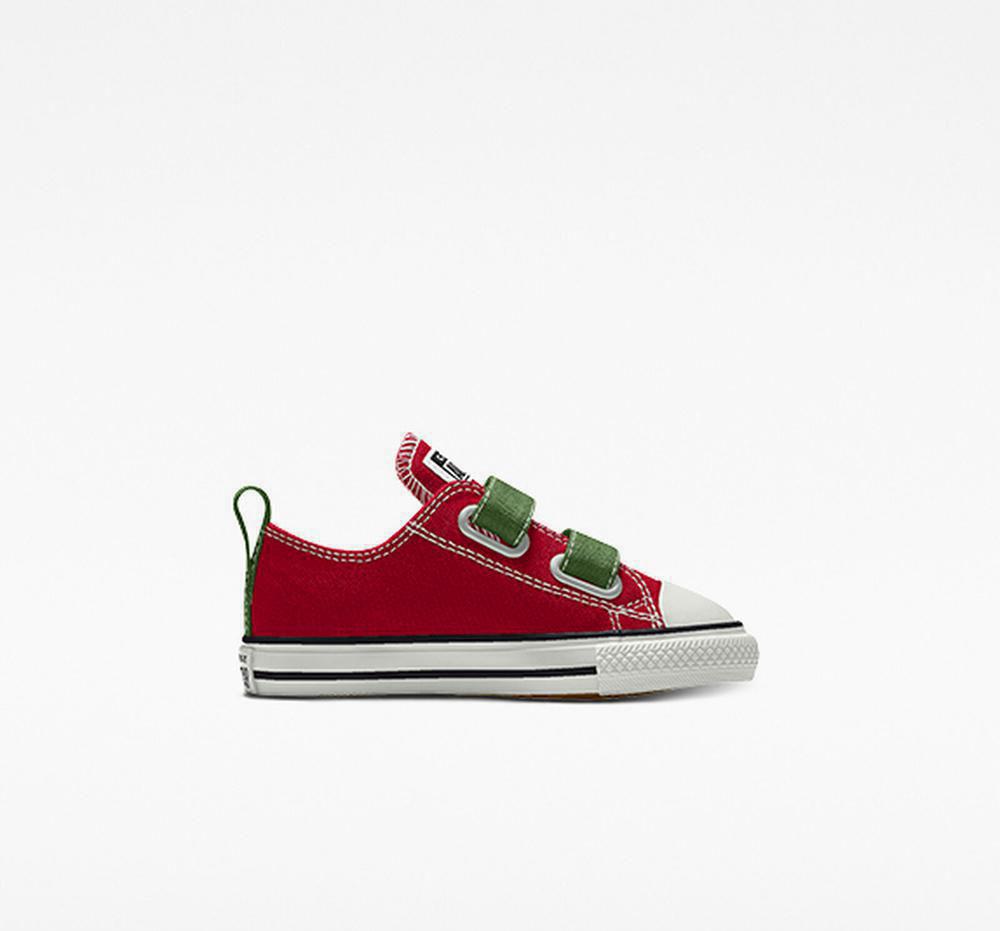 Red Green Girls\' Converse Custom Chuck Taylor All Star Easy On By You Toddler Low Tops  India |  VGXA-84531