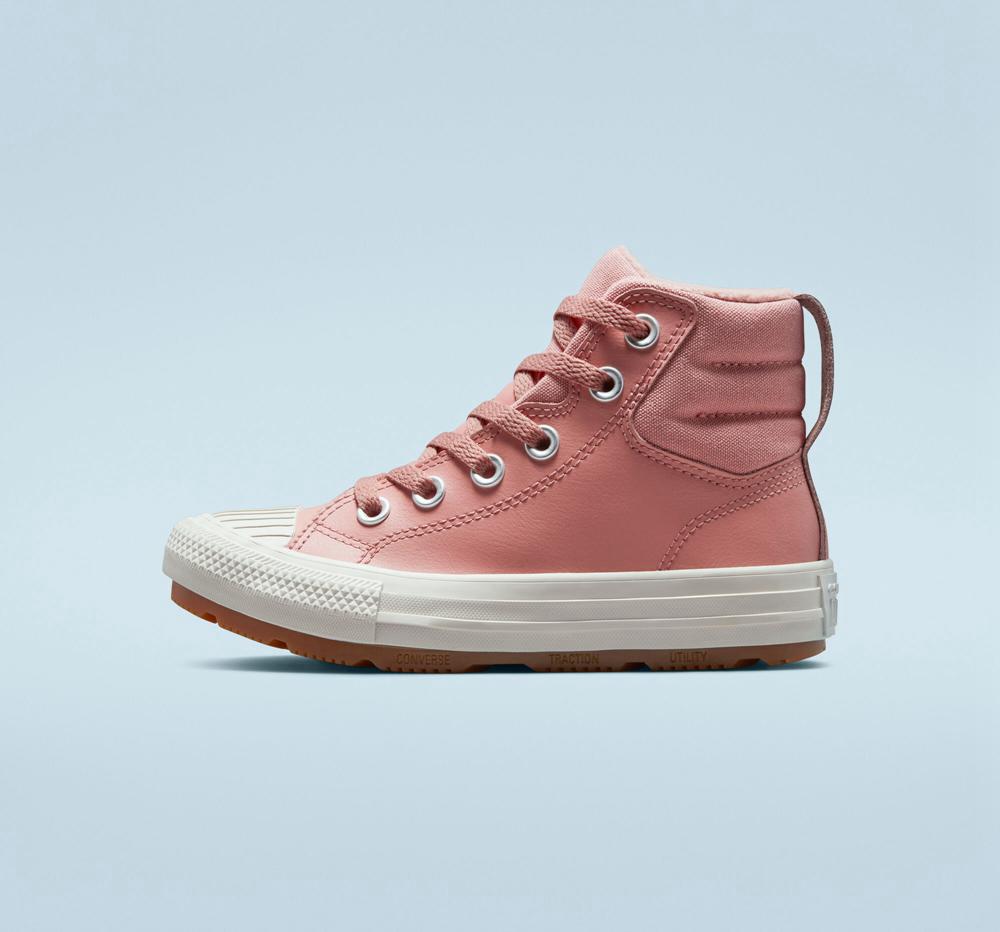 Rust Pink / Rust Pink / Pale Putty Boys' Converse Leather Chuck Taylor All Star Berkshire Boot Color Little Kids High Tops  India |  AFUJ-86109