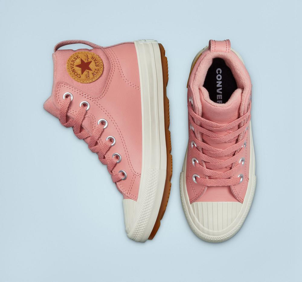 Rust Pink / Rust Pink / Pale Putty Boys' Converse Leather Chuck Taylor All Star Berkshire Boot Color Little Kids High Tops  India |  AFUJ-86109