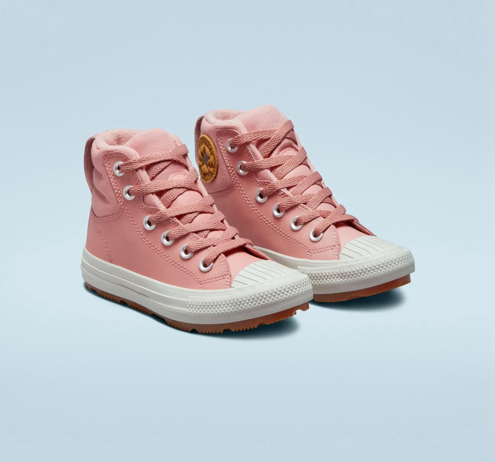 Rust Pink / Rust Pink / Pale Putty Boys' Converse Leather Chuck Taylor All Star Berkshire Boot Color Little Kids High Tops  India |  AFUJ-86109