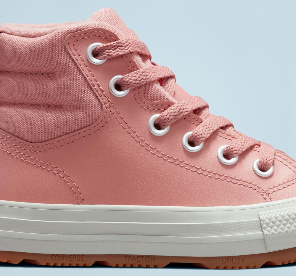 Rust Pink / Rust Pink / Pale Putty Boys' Converse Leather Chuck Taylor All Star Berkshire Boot Color Little Kids High Tops  India |  AFUJ-86109