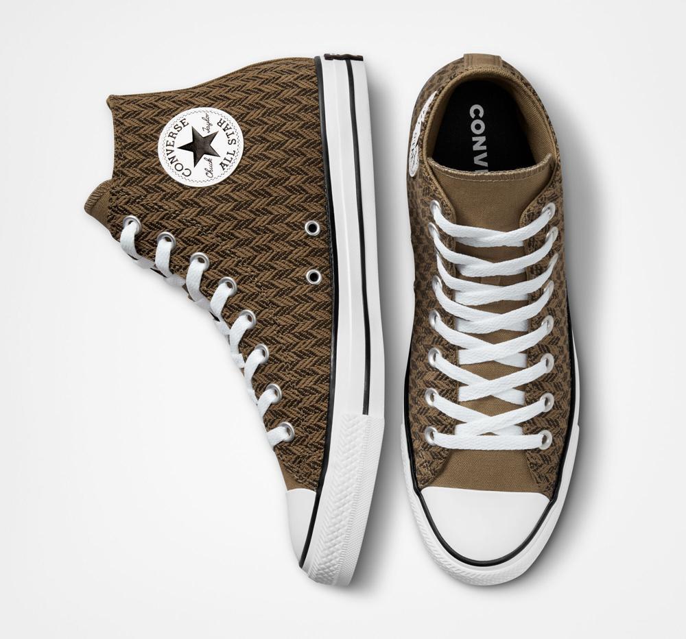 Sand Dune / Velvet Brown / White Men's Converse Chuck Taylor All Star Herringbone Unisex High Tops  India |  ZREU-72504