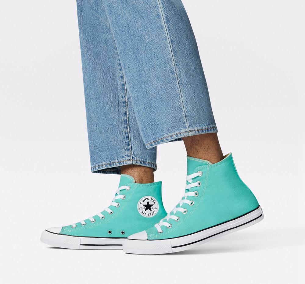 Turquoise Electric Aqua Women's Converse Chuck Taylor All Star Seasonal Color Unisex High Tops  India |  VYOT-51706