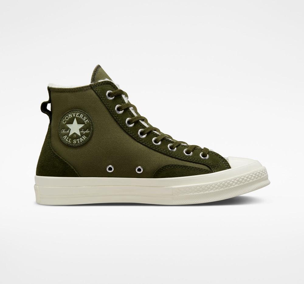 Utility / Utility Green / Egret Men\'s Converse Chuck 70 Lined Colorblock Unisex High Tops  India |  LTZY-23189