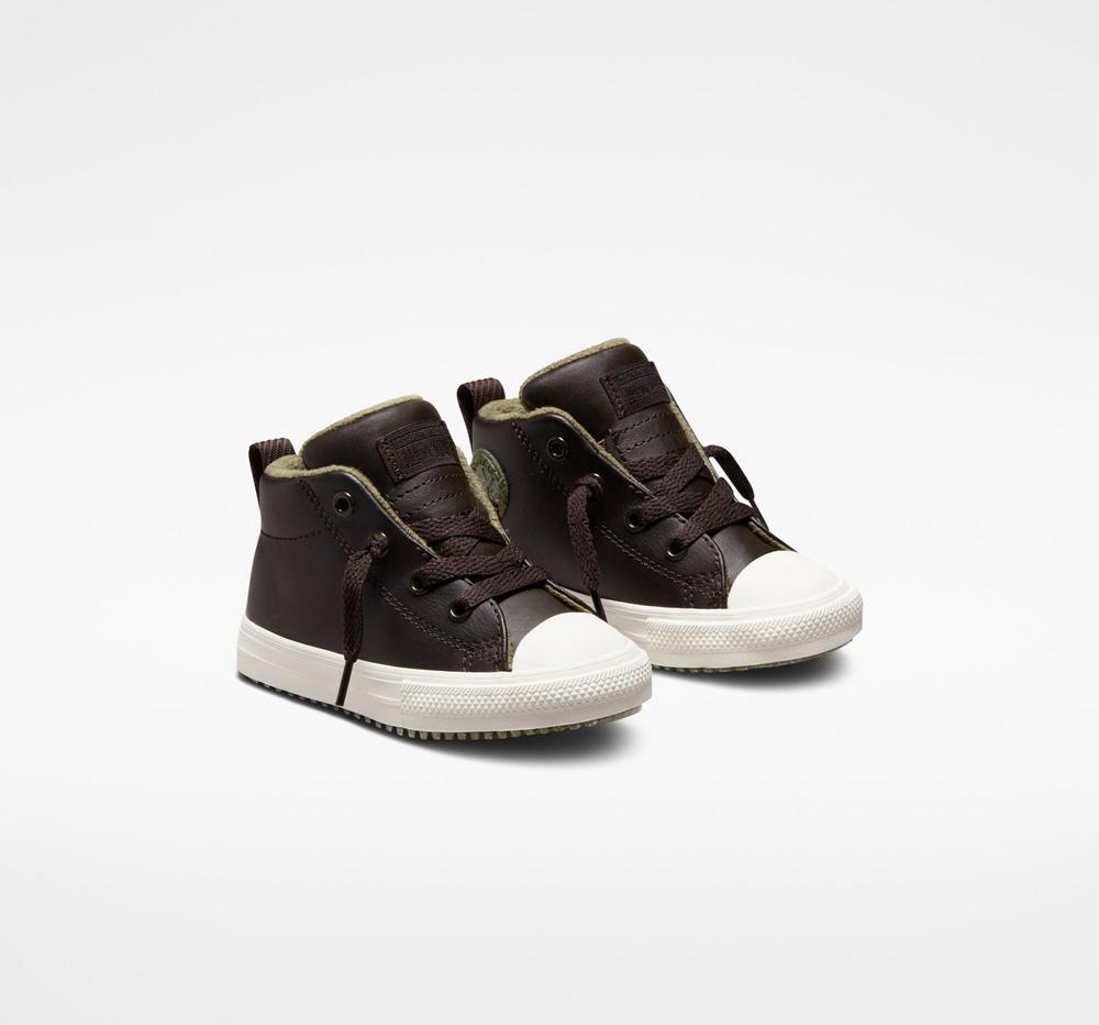 Velvet Brown / Utility / Egret Boys' Converse Chuck Taylor All Star Street Boot Leather Toddler Mid Boots  India |  SKXP-50438