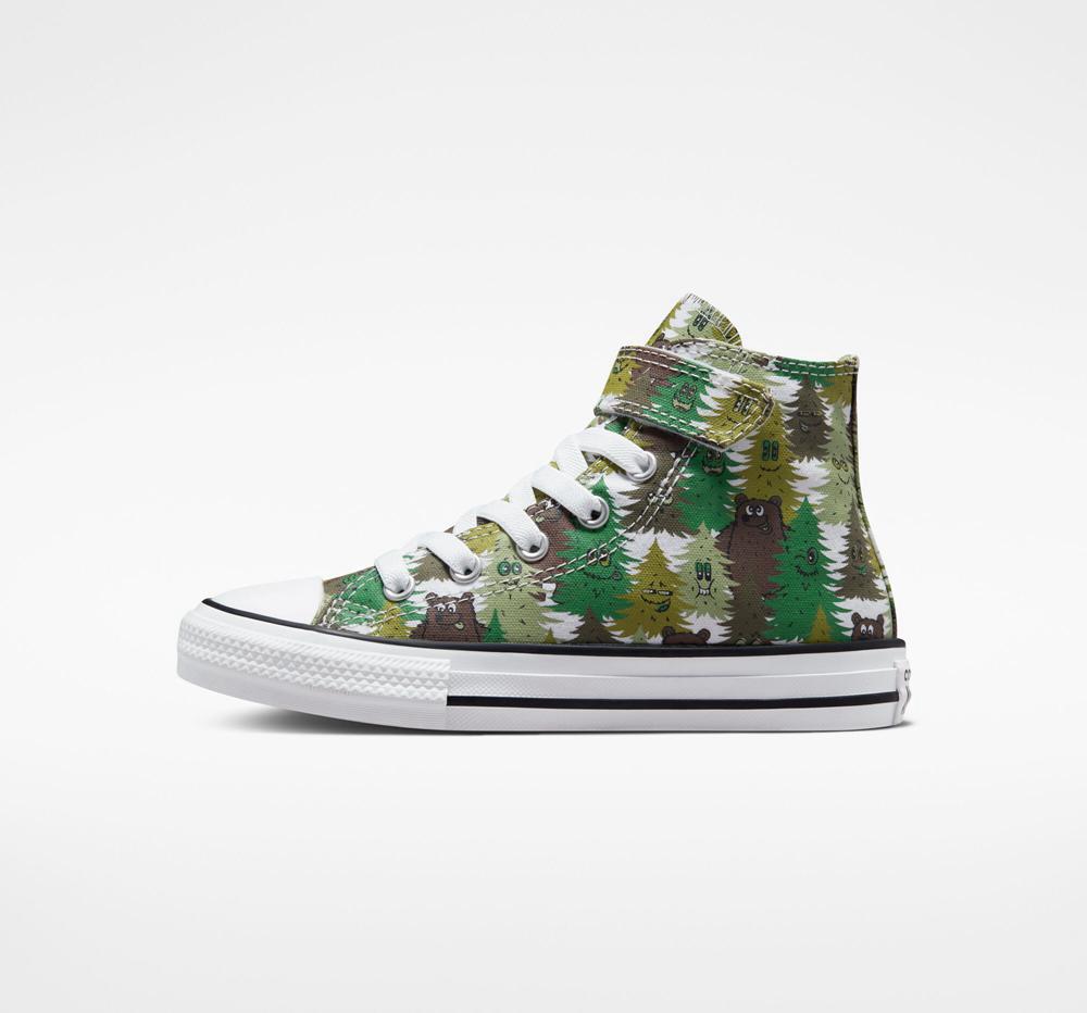 White / Aloe Green / Green Boys' Converse Chuck Taylor All Star Easy On Forest Camo Little Kids High Tops  India |  JPVD-61940