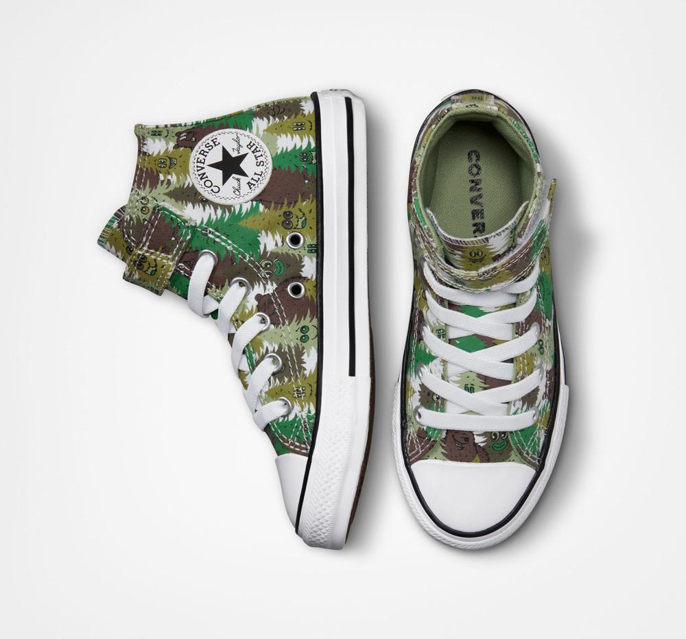 White / Aloe Green / Green Boys' Converse Chuck Taylor All Star Easy On Forest Camo Little Kids High Tops  India |  JPVD-61940