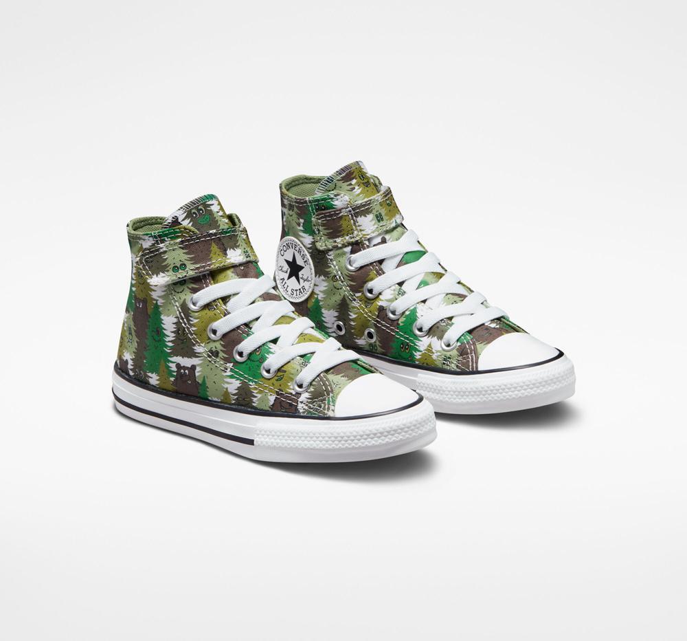 White / Aloe Green / Green Boys' Converse Chuck Taylor All Star Easy On Forest Camo Little Kids High Tops  India |  JPVD-61940